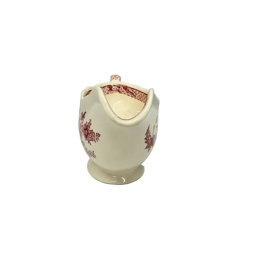 Vtg Mason’s Stratford Pink Red Transferware Ironstone Gravy Boat England 8” READ